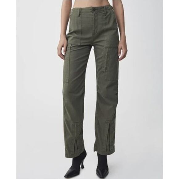 RE/DONE Originals High Rise Cargo Pant in Army Green Military Fatigue Surplus - Picture 9 of 13